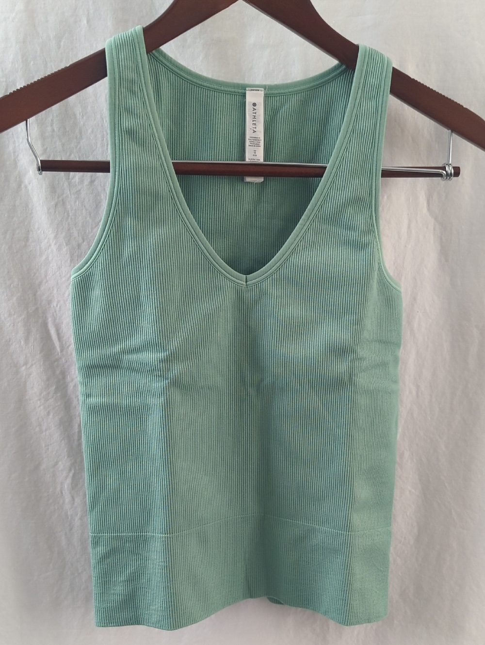 Athleta Aurora Seamless Ribbed V-Neck Tank Top Camisole Green XS
